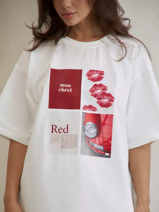 European American Hot Girl American Y2K Design Printed T-shirt Summer Women Ins Pure Cotton High Street Retro Short-sleeved Top