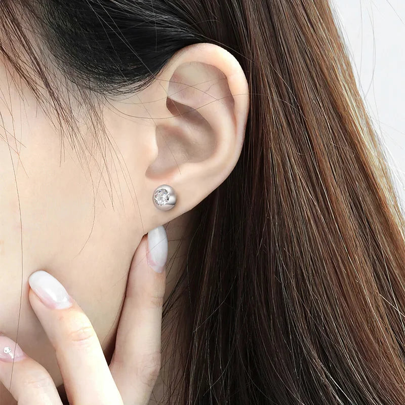 0.3/0.5 Carat Round Moissanite Diamond Stud Earrings For Women S925 Sterling Silver Pendientes Wedding Party Fine Jewelry