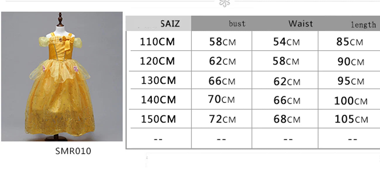 Fancy Girls Belle Halloween Costumes Carnival Cosplay Cartoon Christmas Beauty Party Princess Dress Tulle Birthday Kids Clothing