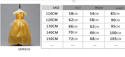 Fancy Girls Belle Halloween Costumes Carnival Cosplay Cartoon Christmas Beauty Party Princess Dress Tulle Birthday Kids Clothing