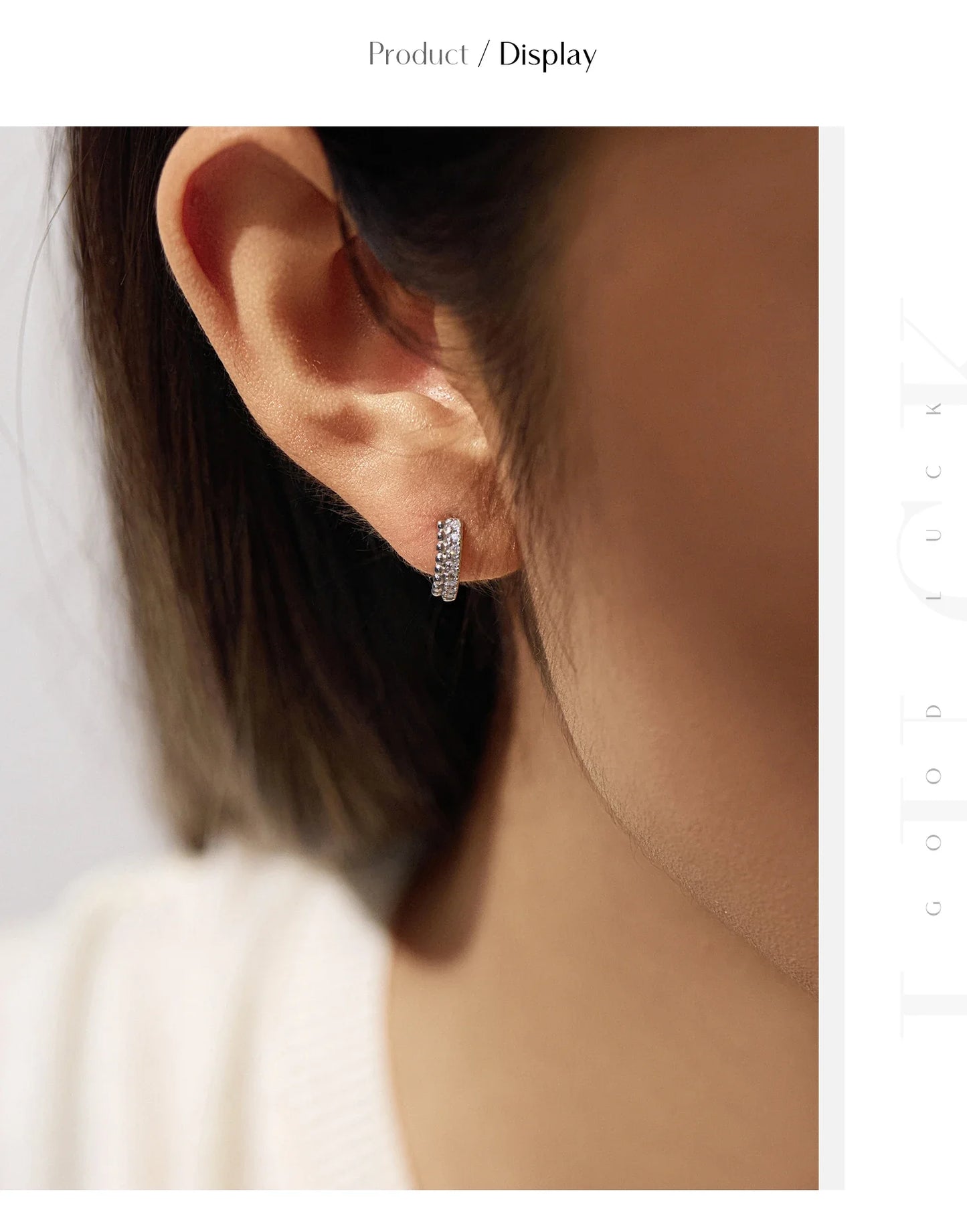 D Color Moissanite Ear Buckle 925 Sterling Silver Fashion Polishing Beads Lab Diamond Hoop Earrings For Women Jewelry