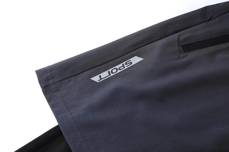 Men 2 In 1 Running Pants Double Layer Pant Tight Training Basketball Legging Fitness Sweatpant With Pockets Running Trousers