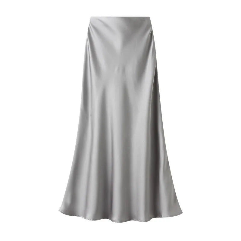Temperament Elegant Satin Fishtail Skirt Mujer Faldas Vintage Maxi Skirts Women Party Wear Vestido De Festa Fashion Clothes