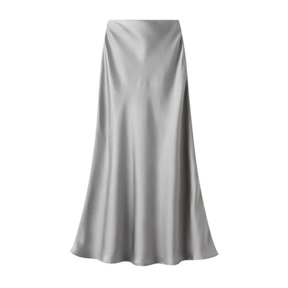 Temperament Elegant Satin Fishtail Skirt Mujer Faldas Vintage Maxi Skirts Women Party Wear Vestido De Festa Fashion Clothes