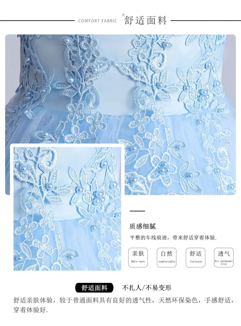 Summer Children Girls Sundress Young Teenagers Girls Sleeveless Princess Evening Dress 3-12Y Kids Girls Puffy Tulle Dress