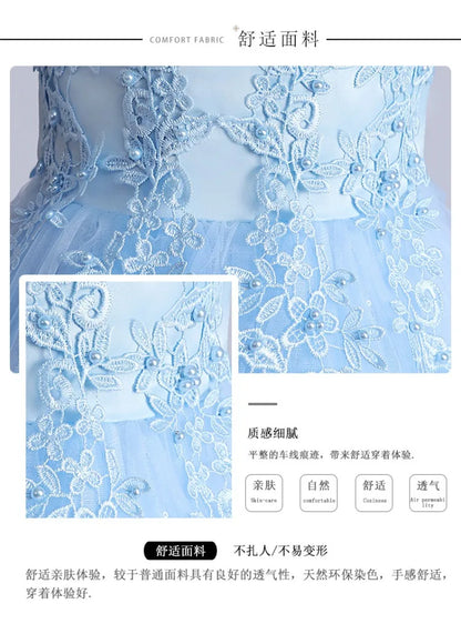 Summer Children Girls Sundress Young Teenagers Girls Sleeveless Princess Evening Dress 3-12Y Kids Girls Puffy Tulle Dress
