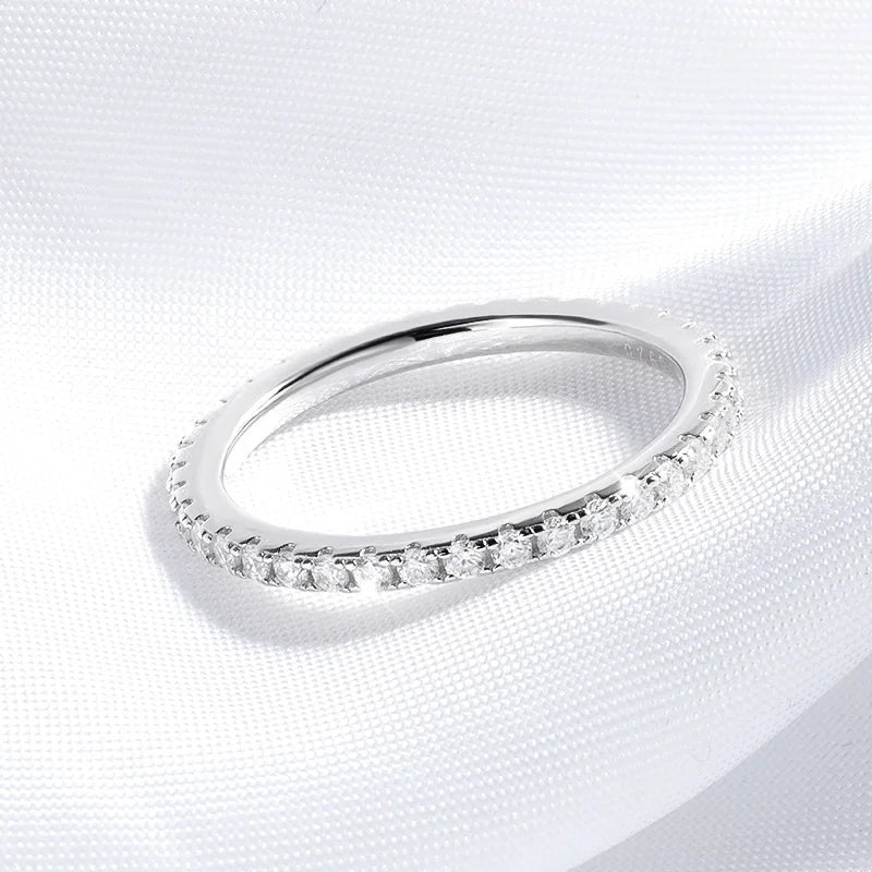 18k Plated 0.57ct Full Enternity Moissanite Ring Forn Women  S925 Sterling Silver Matching Diamond Band Wedding Jewelry