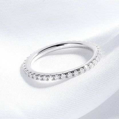 18k Plated 0.57ct Full Enternity Moissanite Ring Forn Women  S925 Sterling Silver Matching Diamond Band Wedding Jewelry