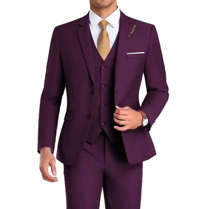 High-Quality Slim Fit Wedding Men's Suit Luxury Elegant Business Fashion Men Clothing 3 Piece Notch Lapel Blazer Vest Pants Set