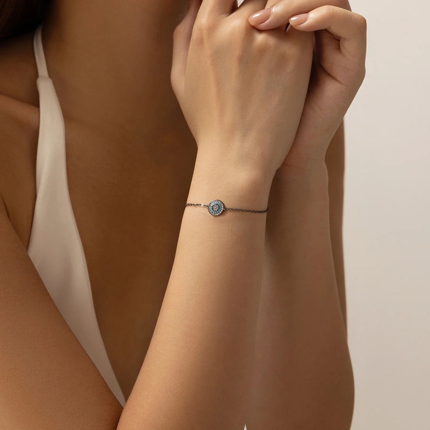 925 Sterling Silver Retro Synthetic Turquoise Geometric CZ Stars Palm Link Chain Bracelet For Women Punk Fine Jewelry