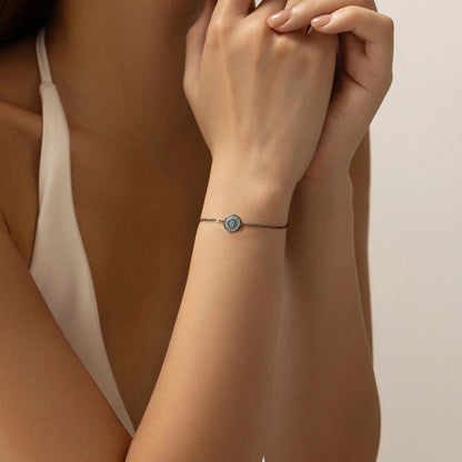 925 Sterling Silver Retro Synthetic Turquoise Geometric CZ Stars Palm Link Chain Bracelet For Women Punk Fine Jewelry