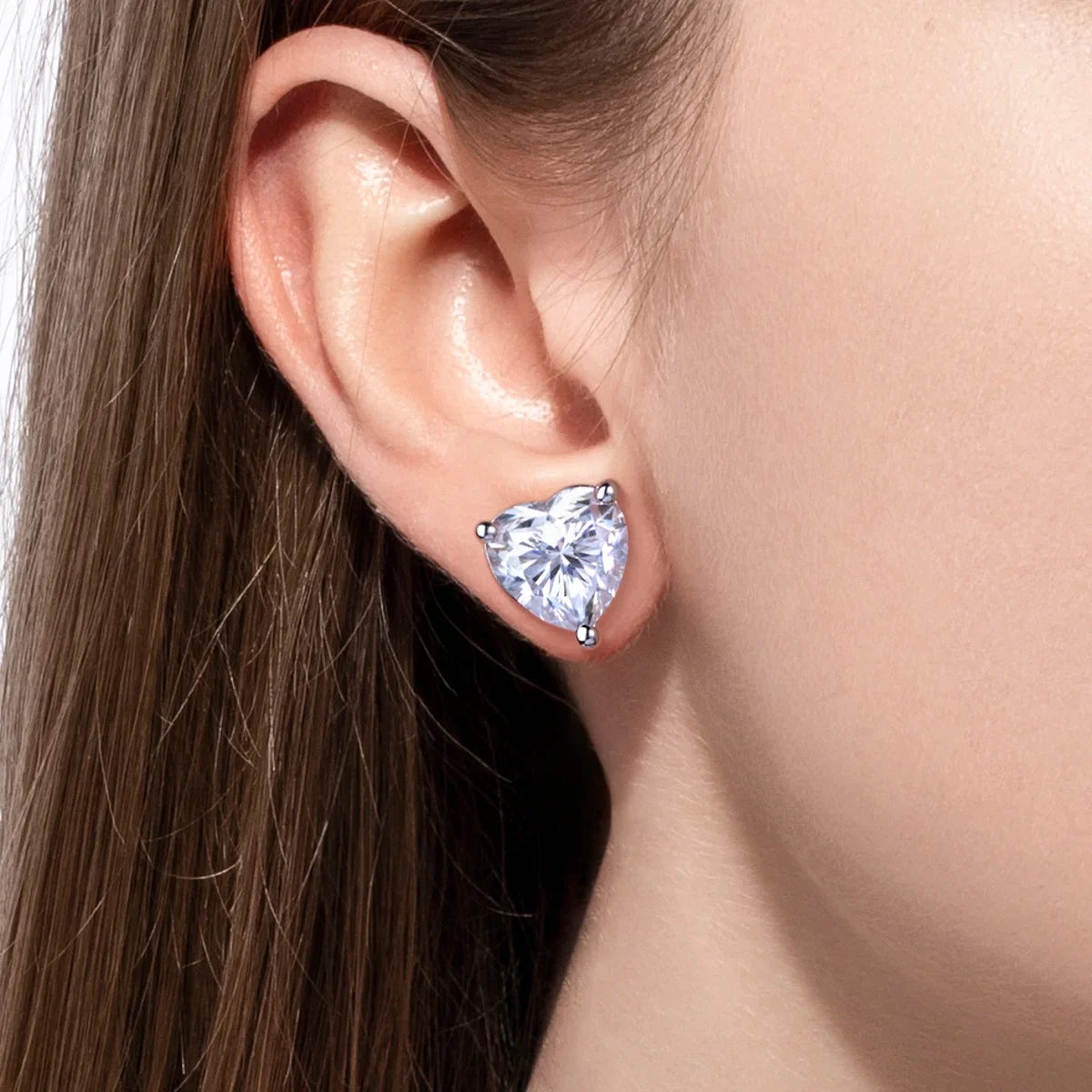 Heart Moissanite Stud Earrings 1cttw-6cttw D Color VVS1 925 Sterling Silver 18k Gold Plated Classic Women's Jewelry