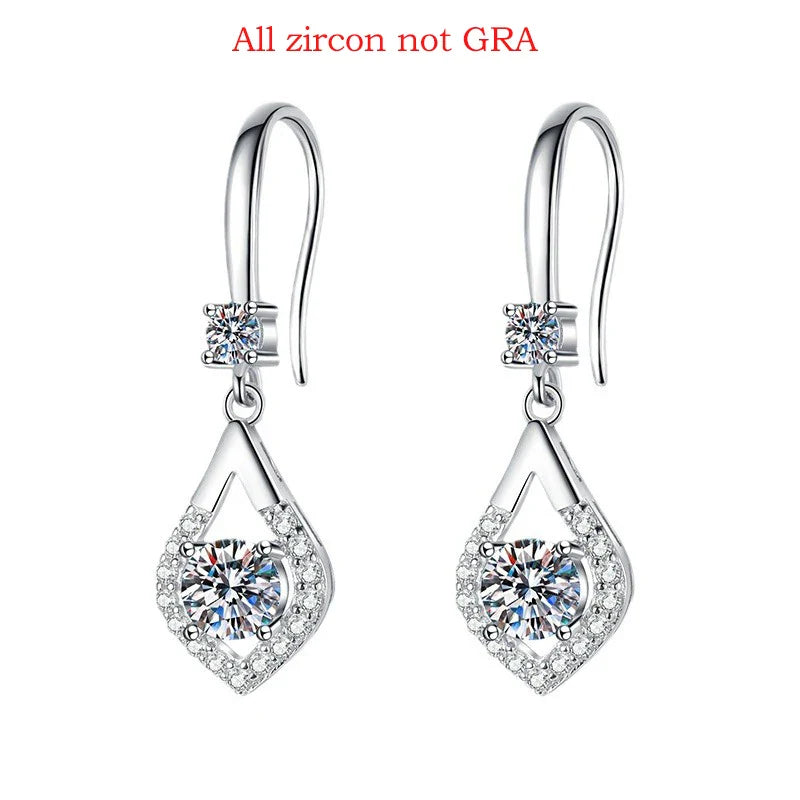 Each 0.5CT D Color Genuine Moissanite Drop Earrings for Women Water Drop Luxury Wedding Jewelry 925 Sterling Silver