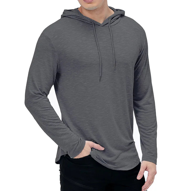 Men's Lightweight Athletic Hoodies Long Sleeve Workout Sport Hooded Shirt Casual Gym Running Jogger Shirt Pullover Sweatshirt