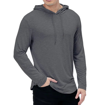 Men's Lightweight Athletic Hoodies Long Sleeve Workout Sport Hooded Shirt Casual Gym Running Jogger Shirt Pullover Sweatshirt
