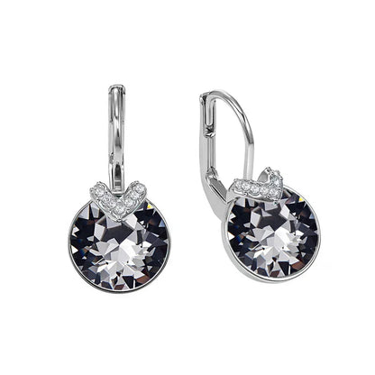 Mini Bella V Drop Earring for Women Friends Birthday Crystals from Austria Round Cut Dangle Silver Gold Color Pierced Jewelry