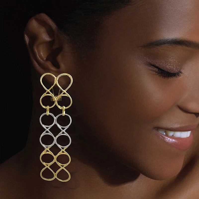 Gold Color Earrings For Women Fashion Jewelry 18k Gold Plated Big Drop Earrings Wedding Party Accessories Gift Trending
