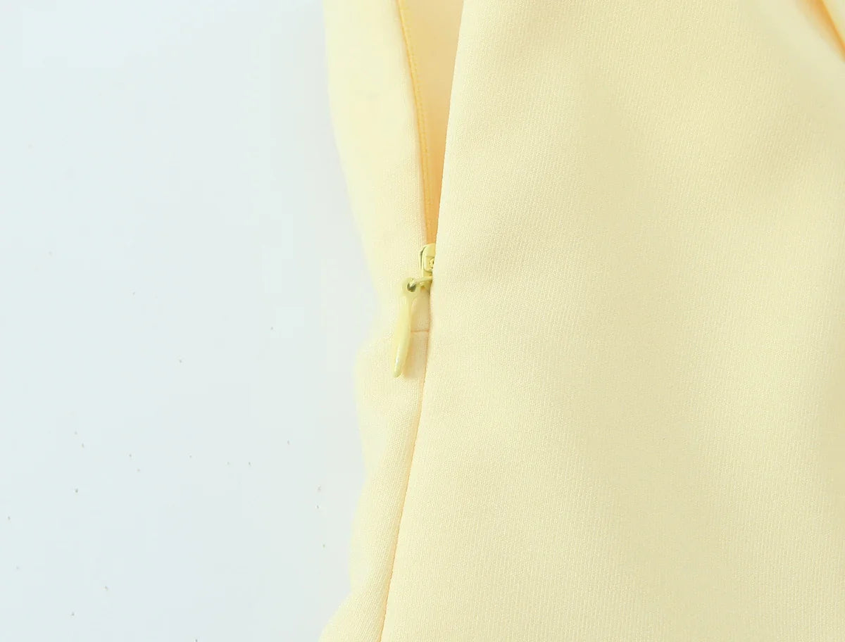 Sexy Chic Yellow Bow Tops Women Zipper Tie Up Slim Short Cami Tops Women Fashion 2025 Summer Elegant Y2K Girl Blouses