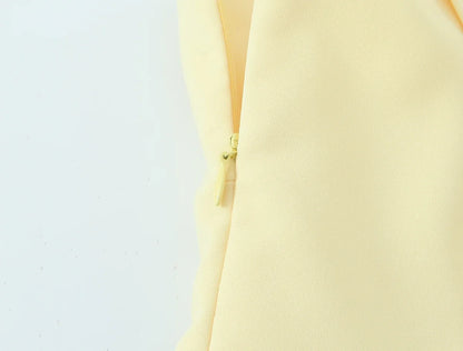 Sexy Chic Yellow Bow Tops Women Zipper Tie Up Slim Short Cami Tops Women Fashion 2025 Summer Elegant Y2K Girl Blouses
