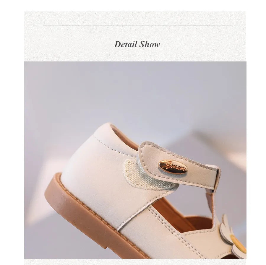 2024 New Summer Kids Sandals For Girls Leather Cuts-out Children Sandals Cute Flower Soft Sole Fashion Toddler Baby Shoes