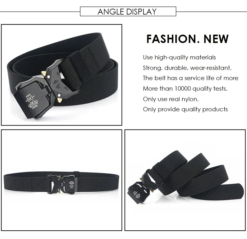 140cm Elastic Belt For Men Aluminum Alloy Quick Release Buckle Strong Nylon Tactical Belt Male Military Accessories