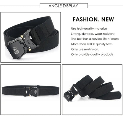 140cm Elastic Belt For Men Aluminum Alloy Quick Release Buckle Strong Nylon Tactical Belt Male Military Accessories