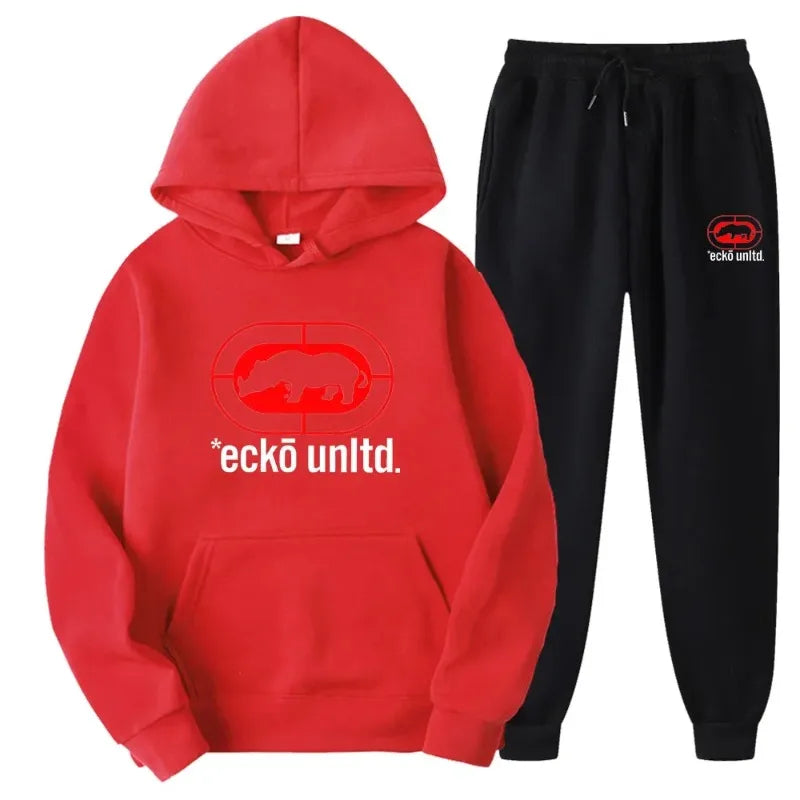 Ecko Unltd. Rhino Logo Sweatsuit  Hoodie and Joggers Two-Piece Set  Urban Street Fashion Casual Athletic Wear