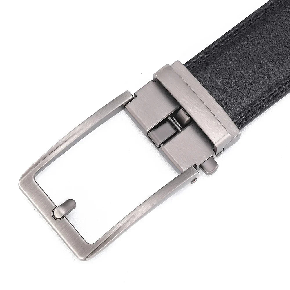 Click Belts for Men Luxury Brand Designer Fashion Automatic Buckle Genuine Leather Men's Belt Male Jeans Waist Strap Blue 3.5 cm