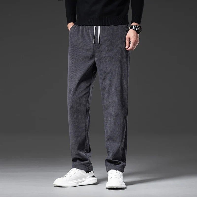 Men's Corduroy Straight Casual Pants Spring Autumn Business Leisure Fashion Trousers Regular Fit Male Pants Brand Clothes