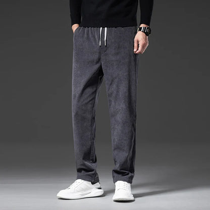 Men's Corduroy Straight Casual Pants Spring Autumn Business Leisure Fashion Trousers Regular Fit Male Pants Brand Clothes