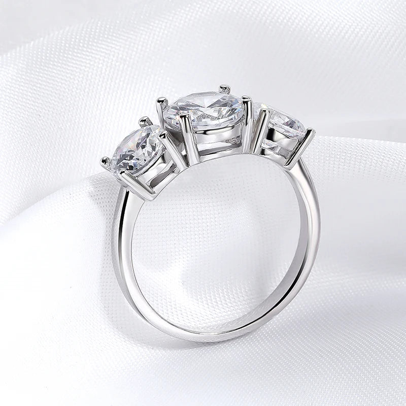 White Gold 4/2CT Moissanite Ring for Women Sparkling Lab Grown Diamond Wedding Band S925 Solid Silver Jewelry Wholesale