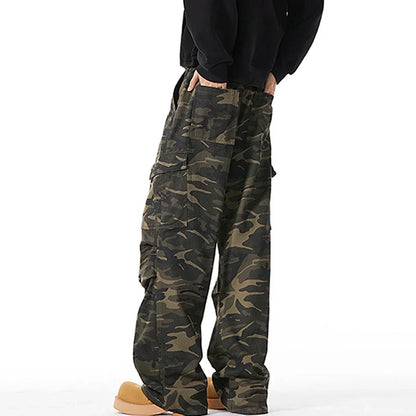 Men Baggy Camouflage Ripstop Cargo Jeans Male Classic Straight Casual Denim Pants American Style Street Hip Pop Denim Trousers