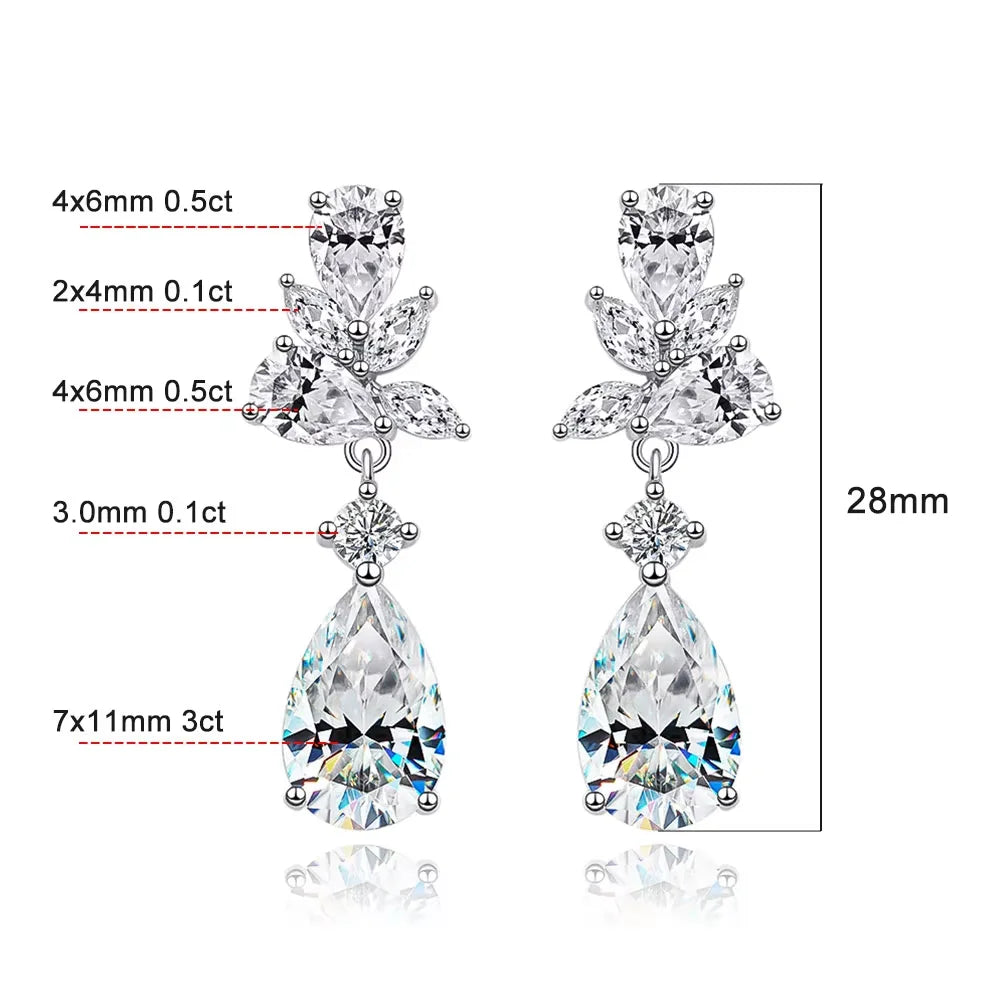 All Moissanite Earrings for Women Wedding Party Luxury Earring Jewelry s925 Sterling Sliver Plated 18k Gold Ear Stud