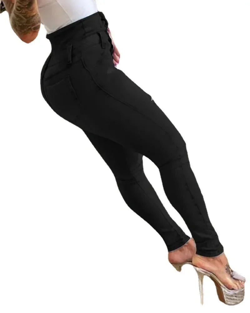 Denim Pencil Pants Washing Slim Fit Pockets Streetwear