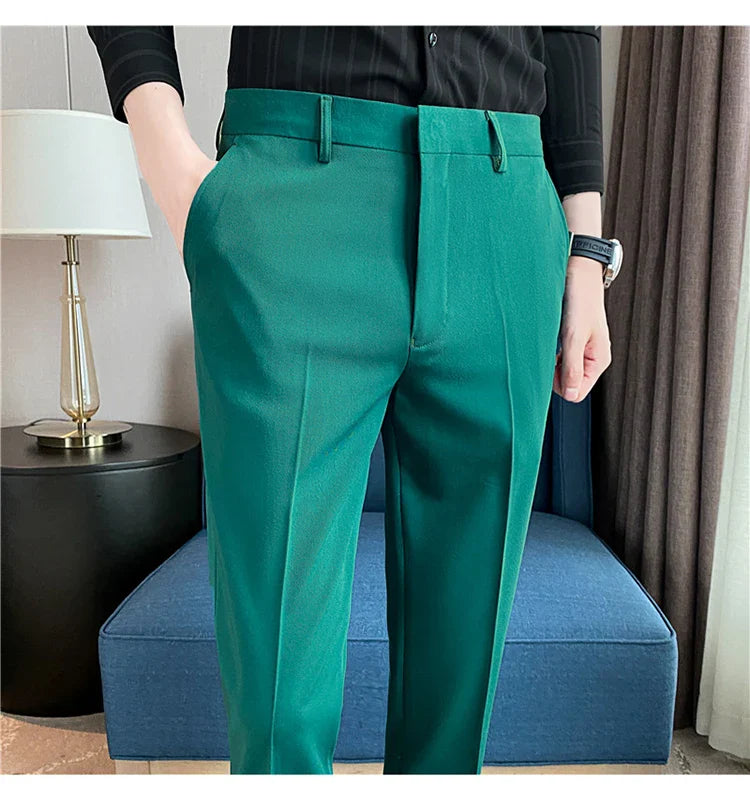 Men Solid Boutique Suits Pants Male Formal Wear Wedding Dress Trousers Quality Men British Style Business Casual Suit Pants 36