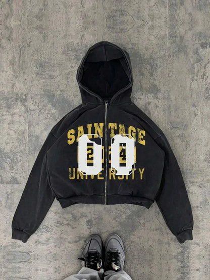 New Trend Hoodie Y2K Personalized Printed Sweatshirt Men's Harajuku Jacket Gothic Zipper Casual Sportswear Loose Fashion Hoodie