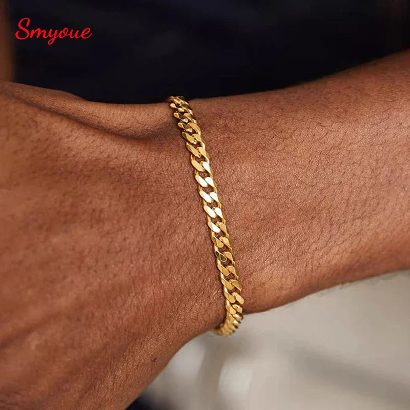 Trendy Cool 5mm Hip Hop Cuban Bracelets for Men 100% Pure S925 Silver Chain 18k Plated Fine Jewelry Party Birthday Gift