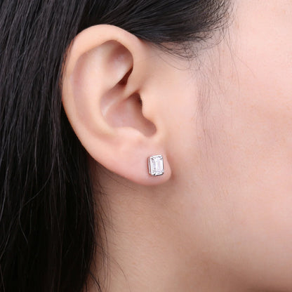 Moissanite D Color 1.6ct/pair Emerald Cut 925 Sterling Silver Stud Earrings for Woman Yellow Rose Gold Plated