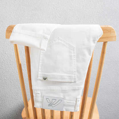 2026 Men White Jeans Fashion Casual Classic Style Slim Fit Soft Trousers Male Brand Advanced Stretch Pants