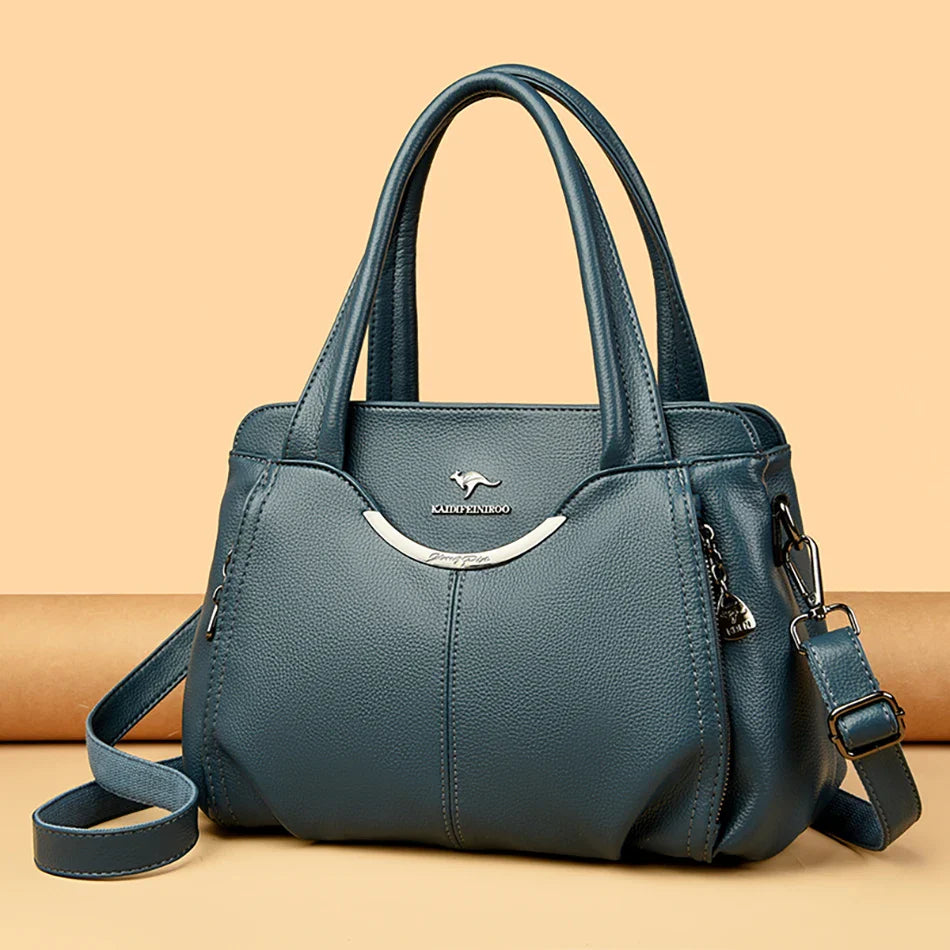 2024 New Multi Pocket Women's Handbag High Quality Soft Leather Female Shoulder Bag Luxury Designer Girl Tote Bolsas Sac A Main