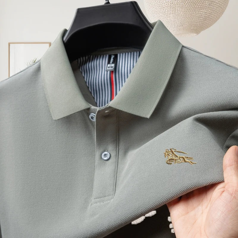100% pure cotton luxury brand short sleeve men's polo shirt summer fashion letter embroidery design golf top breathable T-shirt