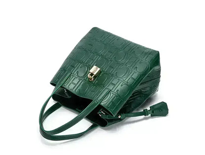 Large Capacity Handbag Luxury Brand Temperament Letter Print with Lock Design 2025 Trendy Women's Crossbody Bag