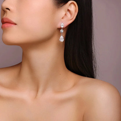 Full D Color Moissanite Drop Earrings 100% S925 Sterling Silver Fine Jewelry for Women Wedding Party