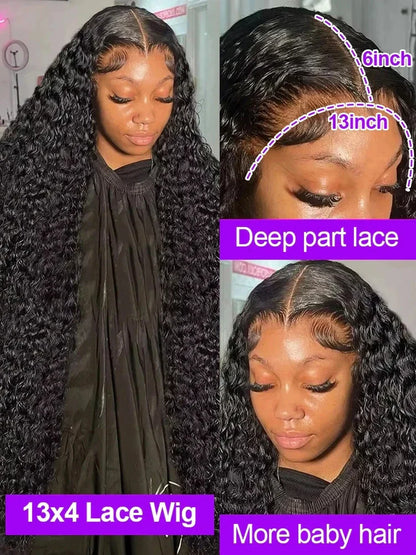 Hd 250 % Loose Deep Wave 30 38 40 Inch 13x6 HD Lace Frontal Human Hair Wigs Brazilian PrePlucke Water Curly 13x4 Lace Front Wig