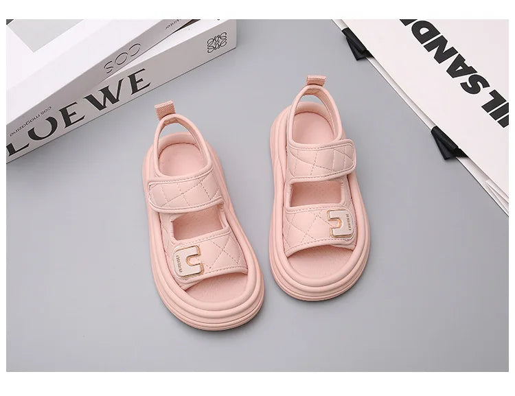 Children Summer Sandals Baby Anti-slip Wearable Summer Shoes Girls Solid Color Hook Sandals Boys Breathable Beach Sandals