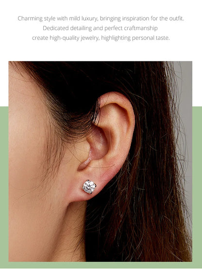 D Color VVS1 EX 1CT Moissanite Stud Earrings for Women 925 Sterling Silver Wedding Gift Top Quality Dazzling Earrings