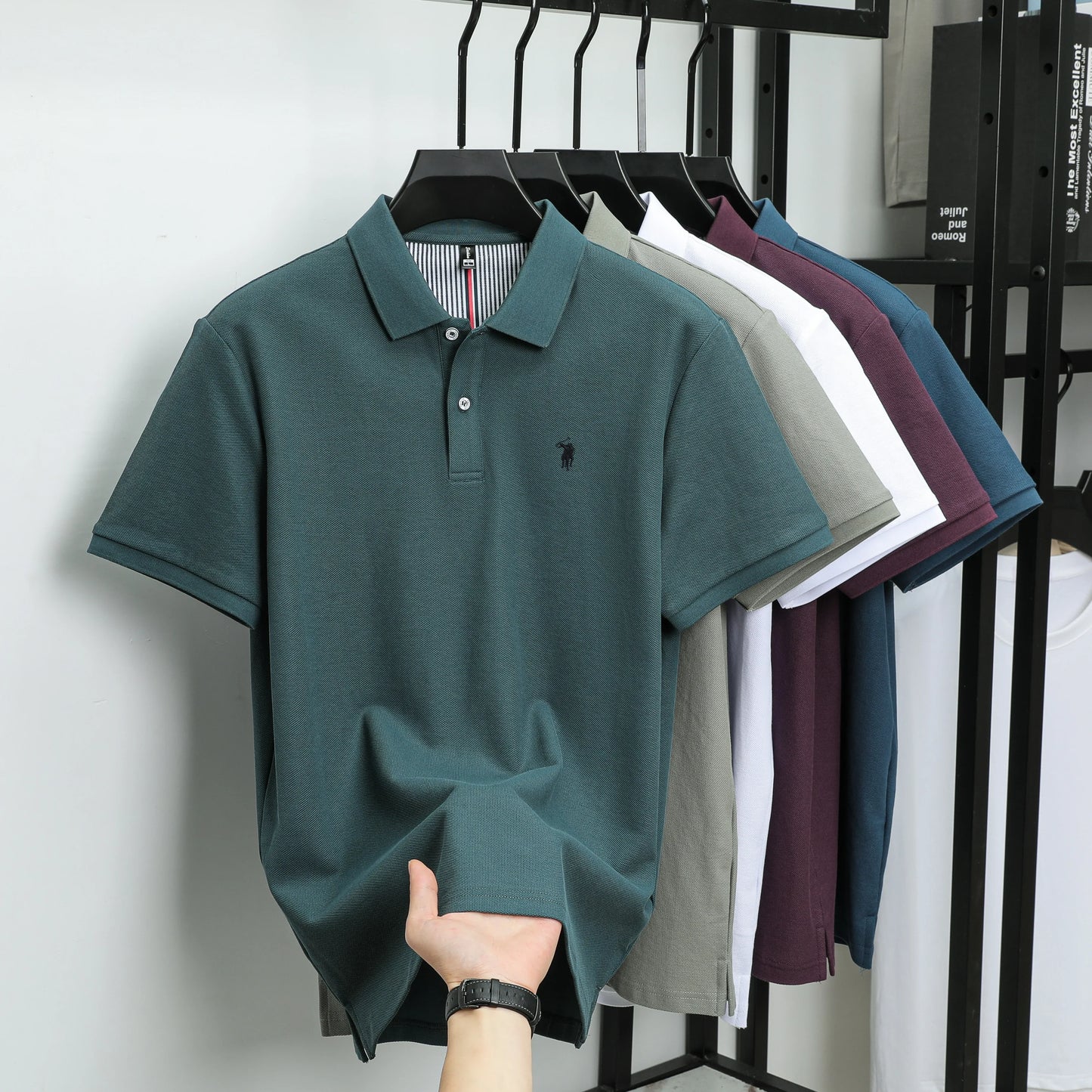 100% pure cotton men's short sleeved summer new golf lapel polo shirt, high-quality designer customized embroidered T-shirt