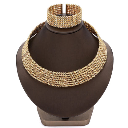 Dubai Casamento Nupcial Conjuntos Completos De Joias Para Mulheres Festa Luxo Nigéria Banhado A Ouro Contas Gargantilha Colar Conjunto De Joias
