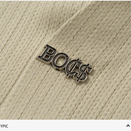 Men's Business Casual Solid Color Stretch V-neck POLO Shirt Daily Commute Striped Sweater for Fall 2024.