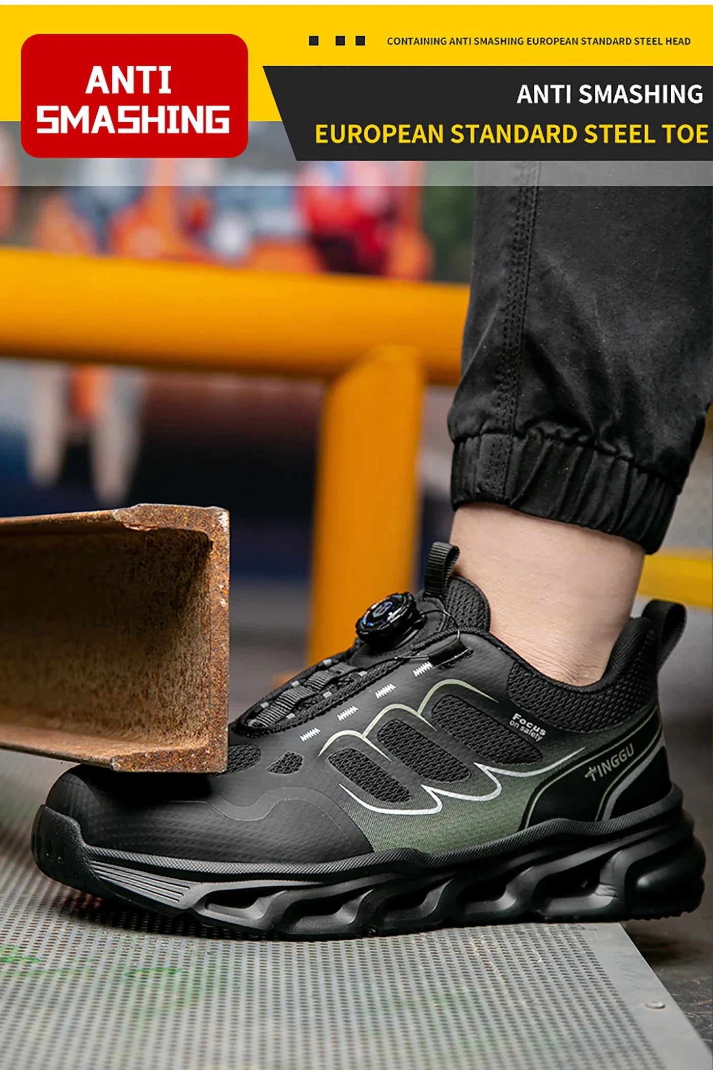 NEW Rotary Buckle Security Boots for Men WorkSneakers Women Boots Breathable Steel Toe ShoesSafety Puncture-Proof Men Boots